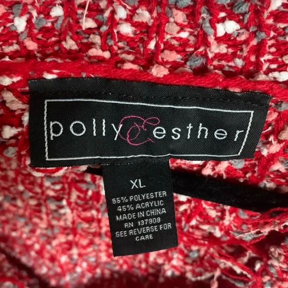 Polly & Esther V-Neck Red Sweater - Picture 2 of 4